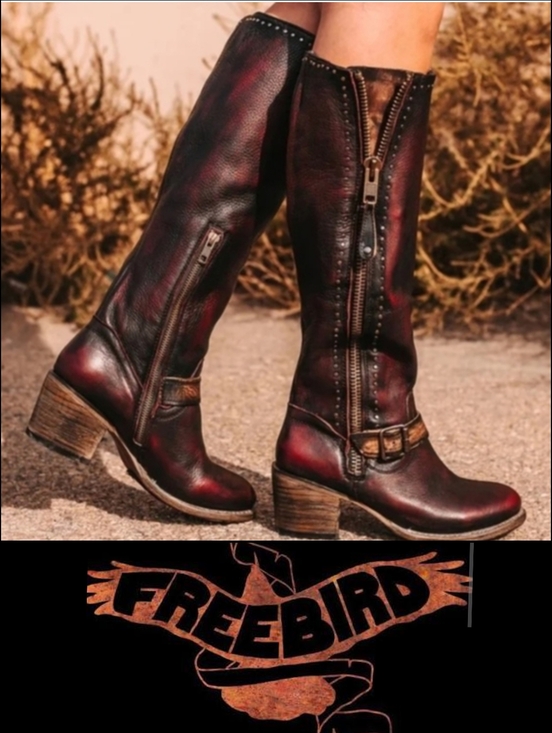 Freebird by Steven Shoes - NEW Freebird Carson Leather Tall Boots Sz 11 Deep Wine & Brown